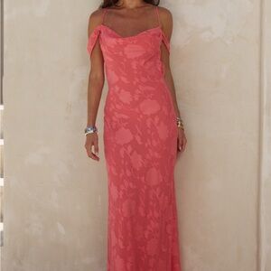 Watermelon Off-Shoulder Maxi Gown from Runaway the Label